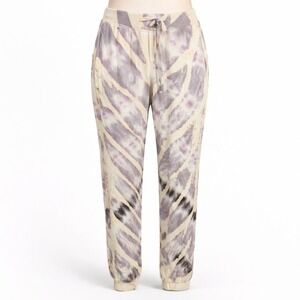 Young Fabulous & Broke Tie Dye Jogger Sweatpants Size M Purple Cream Drawstring